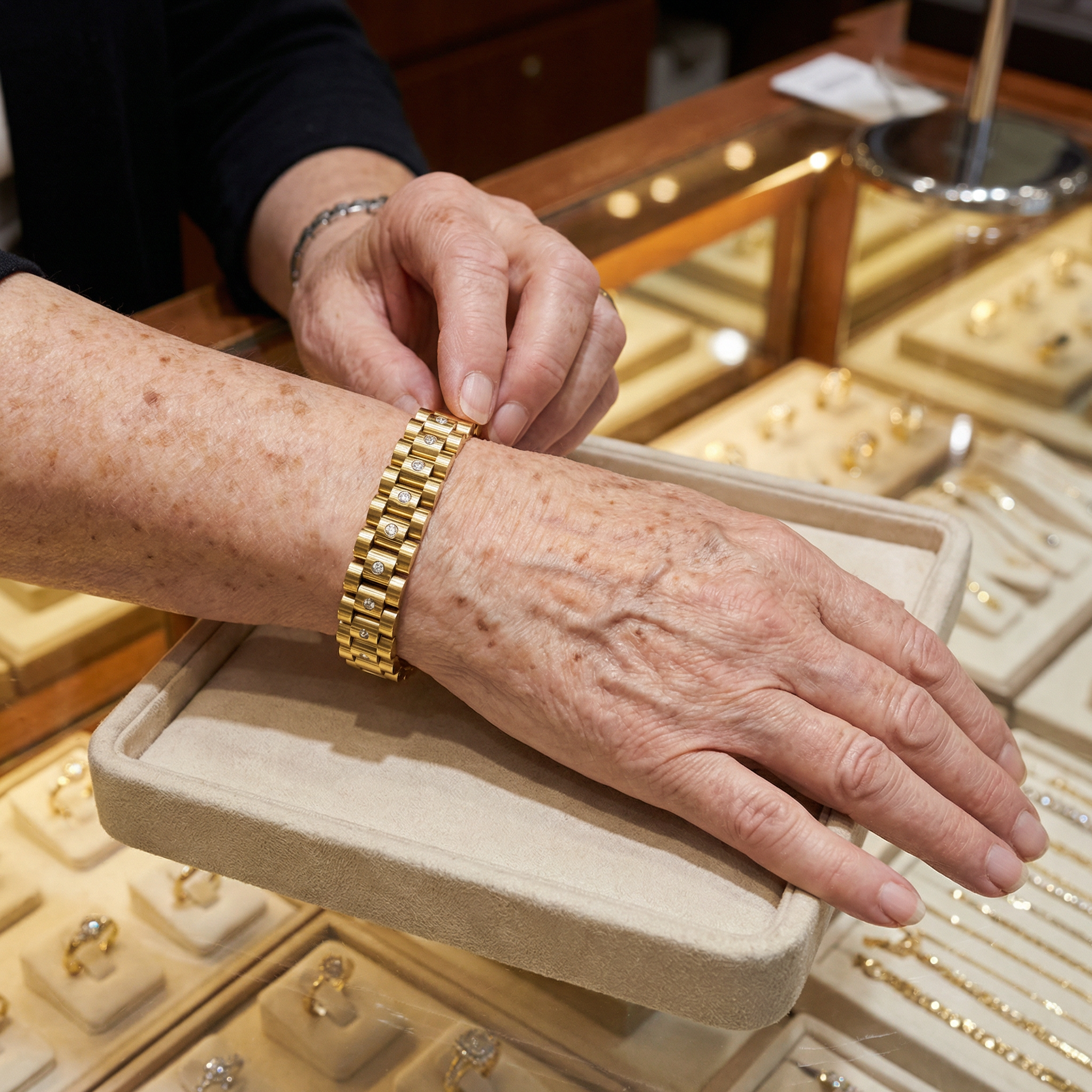 Margherita – Bracciale Dorato a Maglia Forte